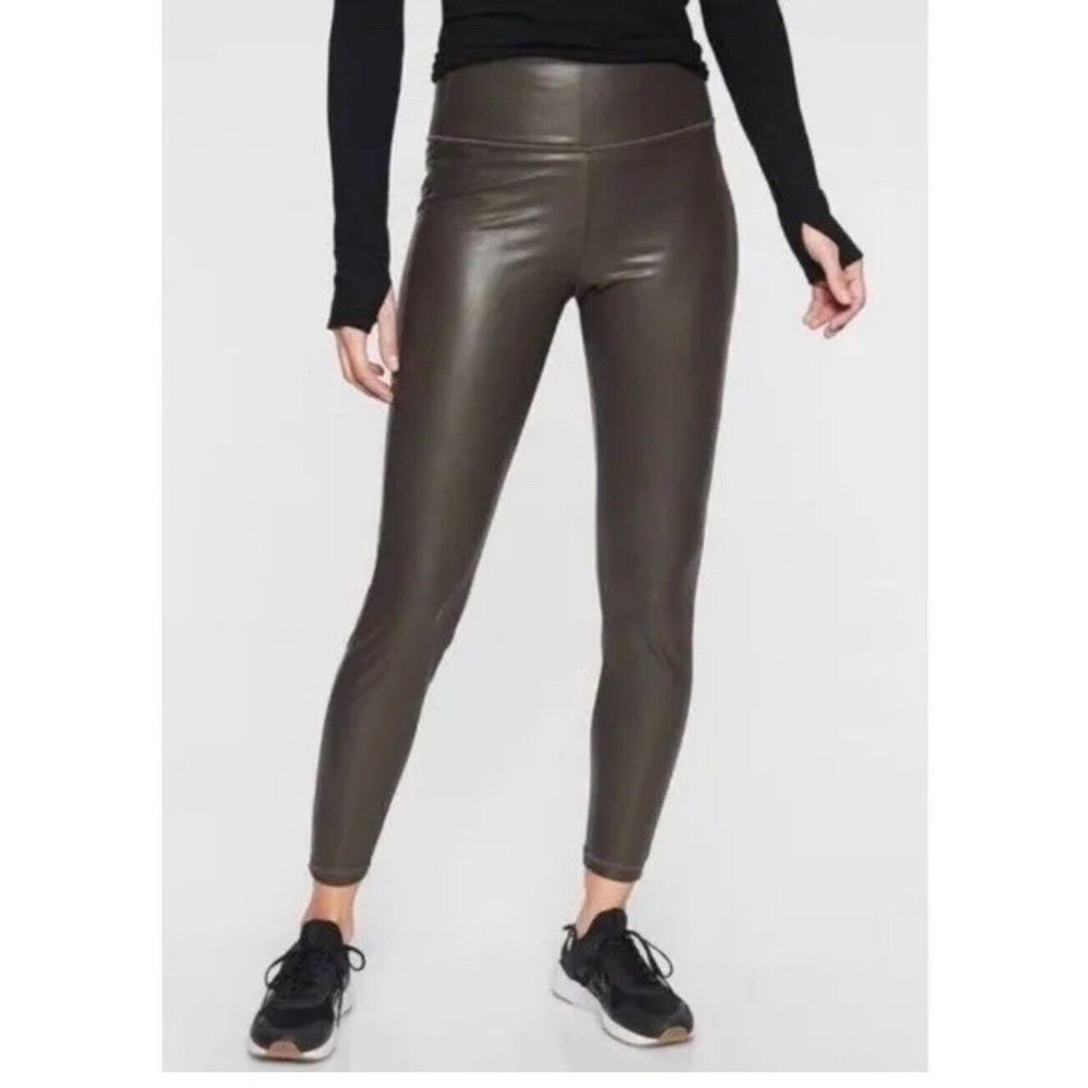 Athleta Arbor Olive All Over Gleam Tight Women’s L Read